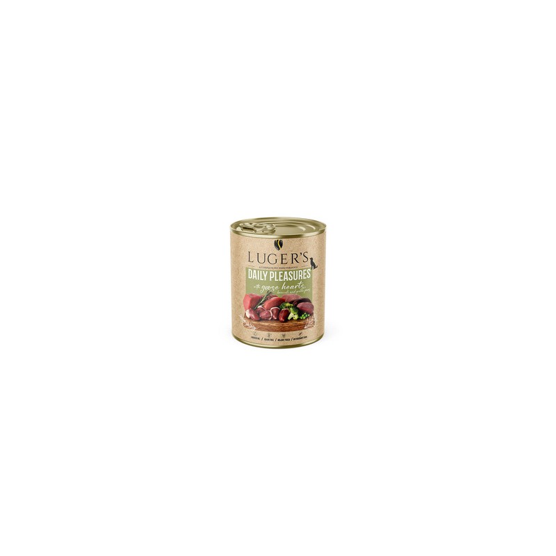 Lugers Karma mokra dla psa Daily Pleasures z sercami z gęsi, brokułem i zielonym groszkiem 800 g Lugers Karma mokra dla psa Daily Pleasures z sercami z gęsi, brokułem i zielonym groszkiem 800 g