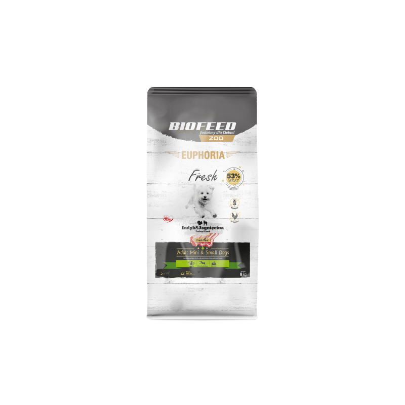 EUPHORIA Fresh Indyk z Jagnięciną dla psów małych ras 2kg