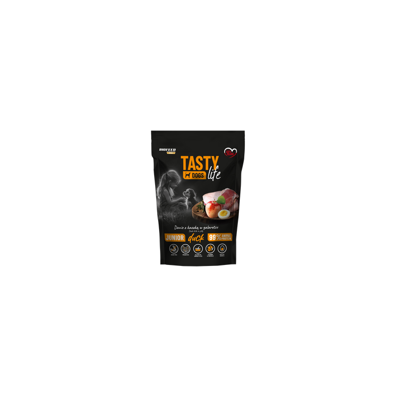 Biofeed Tasty Dogs Life Junior z Cielęciną i Kaczką w Galaretce 500g